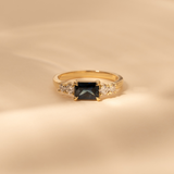 East-West Double Orbit 1.10ct Emerald-Cut Blue Sapphire