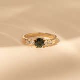 Double Orbit 0.74ct Round Green Sapphire