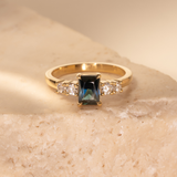 Double Orbit 1.09ct Emerald-cut Blue Sapphire