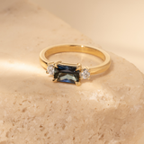 East-West Orbit 1.05ct Emerald-Cut Blue Sapphire