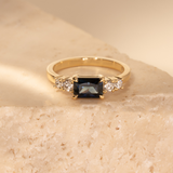 East-West Double Orbit 1.10ct Emerald-Cut Blue Sapphire