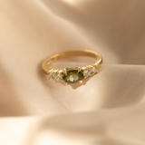 East-West Double Orbit 0.98ct Oval Green Sapphire