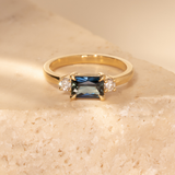 East-West Orbit 1.05ct Emerald-Cut Blue Sapphire