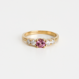 Pink Sapphire & Diamond Five Stone Ring in Yellow Gold