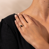 Green Sapphire & Bezel Set Diamond Mismatch Ring