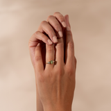 Emerald Cut Sapphire & Diamond Bezel Set Three Stone Ring