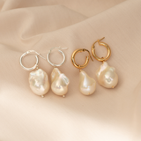 Baroque Pearl Hoops