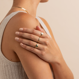 Green-Blue Sapphire & Diamond Bezel Set Three Stone Ring