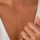 Oval Bezel Set Diamond Necklace
