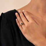 Green Sapphire & Claw Set Diamond Mismatch Ring