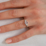 Pink Emerald Cut Sapphire with Diamonds in Platinum