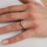 Pink Emerald Cut Sapphire with Diamonds in Platinum