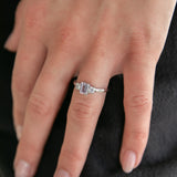 Pink Emerald Cut Sapphire with Diamonds in Platinum