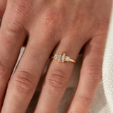 Pink Emerald Cut Sapphire with Diamonds in Yellow Gold