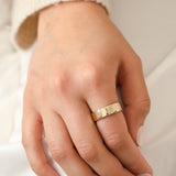 Gold Cigar Ring with Oval Diamond