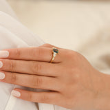 Emerald Cut Parti Sapphire with Diamonds in 18ct Yellow Gold