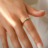 East-West Diamond Solitaire Ring in 18ct Yellow Gold