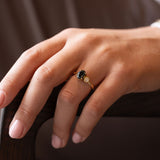 Green Sapphire & Bezel Set Diamond Mismatch Ring