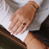 Green Sapphire & Bezel Set Diamond Mismatch Ring