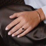 Green Sapphire & Bezel Set Diamond Mismatch Ring