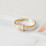 Pink Emerald Cut Sapphire with Diamonds in Yellow Gold