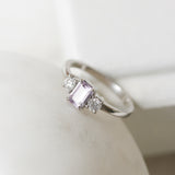 Pink Emerald Cut Sapphire with Diamonds in Platinum