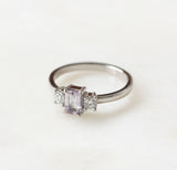 Pink Emerald Cut Sapphire with Diamonds in Platinum