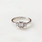 Pink Emerald Cut Sapphire with Diamonds in Platinum