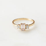 Pink Emerald Cut Sapphire with Diamonds in Yellow Gold