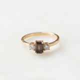 Brown Emerald Cut Sapphire with Diamonds in Yellow Gold