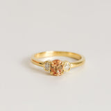 Orange Oval Sapphire with Diamonds in 18ct Yellow Gold