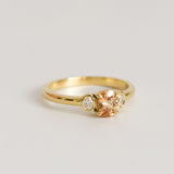 Orange Oval Sapphire with Diamonds in 18ct Yellow Gold