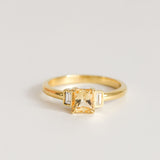 Yellow-Orange Sapphire with Baguette Diamonds in 18ct Yellow Gold