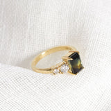 Parti Emerald Cut Sapphire with Diamonds in 18ct Yellow Gold