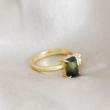 Parti Emerald Cut Sapphire with Diamonds in 18ct Yellow Gold