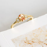 Orange Oval Sapphire with Diamonds in 18ct Yellow Gold