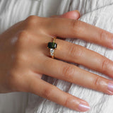 Parti Emerald Cut Sapphire with Diamonds in 18ct Yellow Gold