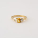 Yellow Sapphire with Two Diamonds in 18ct Yellow Gold