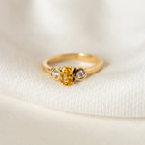 Yellow Sapphire with Two Diamonds in 18ct Yellow Gold