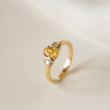 Yellow Sapphire with Two Diamonds in 18ct Yellow Gold
