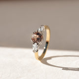 Padparadscha Sapphire and Pear Diamonds