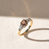 Padparadscha Sapphire and Pear Diamonds