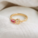 Padparadscha Pink Sapphire and Diamond Petal Ring