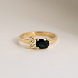 Blue Sapphire and Diamond Petal Ring