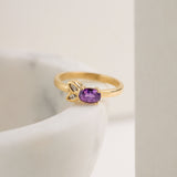 Purple Sapphire and Diamond Petal Ring
