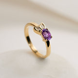 Purple Sapphire and Diamond Petal Ring