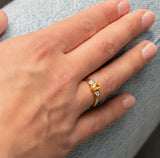 Yellow Sapphire with Two Diamonds in 18ct Yellow Gold