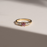 Pink Sapphire & Diamond Five Stone Ring in Yellow Gold