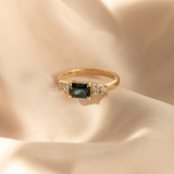 East-West Double Orbit 1.10ct Emerald-Cut Blue Sapphire