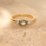 East-West Orbit 0.895ct Oval Green Sapphire